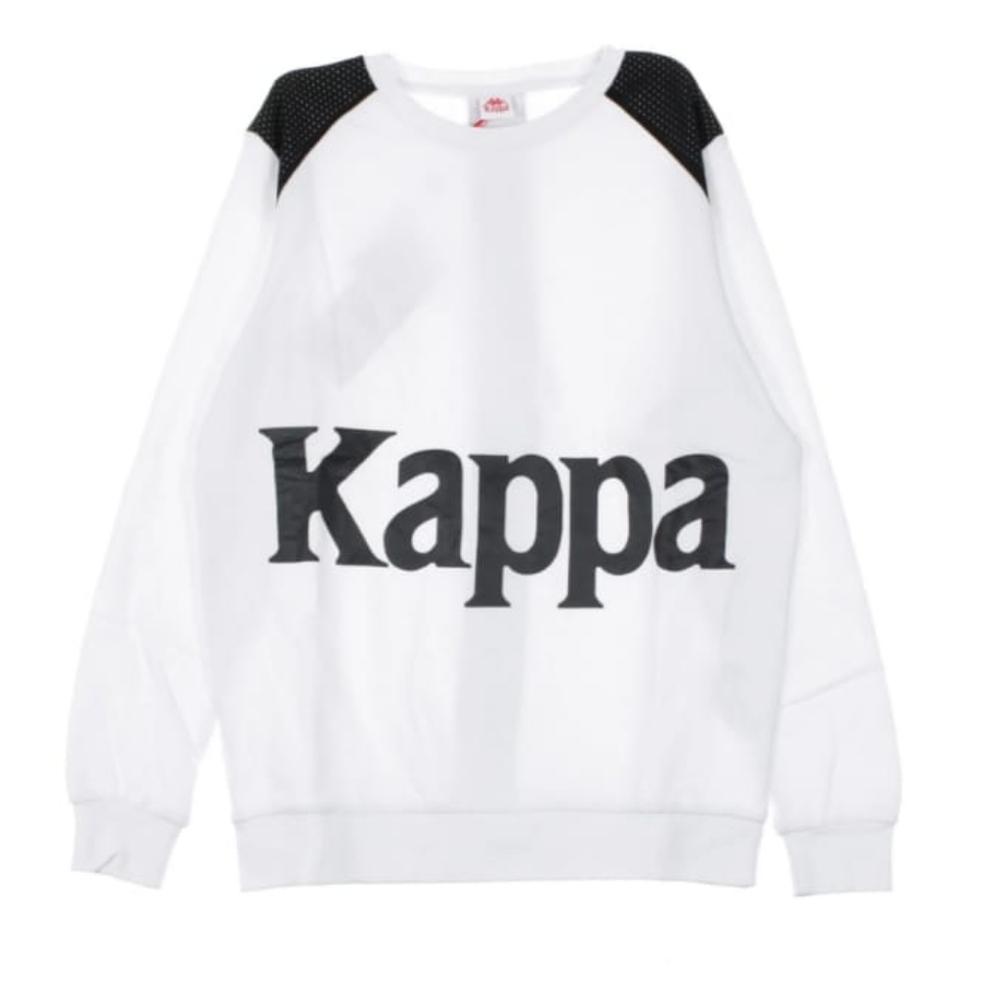 KAPPA BERNEL BAND MEN'S CREWNECK SWEATSHIRT WHITE/BLACK  Sz LG #NEW